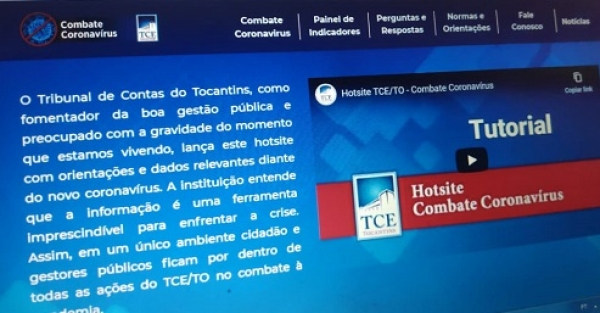 Lançado o hotsite do TCE/TO sobre o combate ao Coronavírus