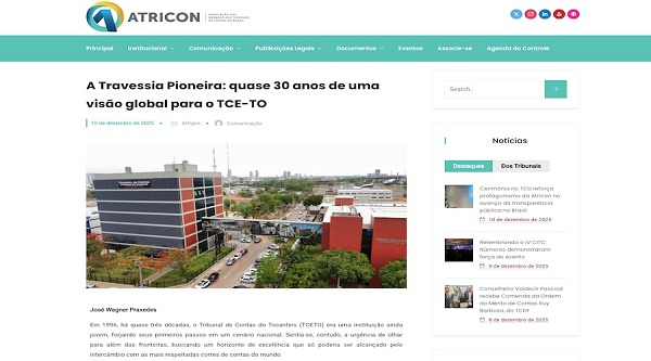 Artigo destaca papel pioneiro do TCETO na coopera&ccedil;&atilde;o internacional entre Cortes de Contas