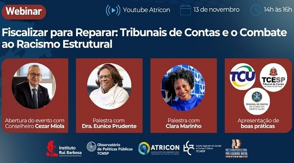 Atricon promove webinário sobre o papel dos TCs no combate ao racismo estrutural