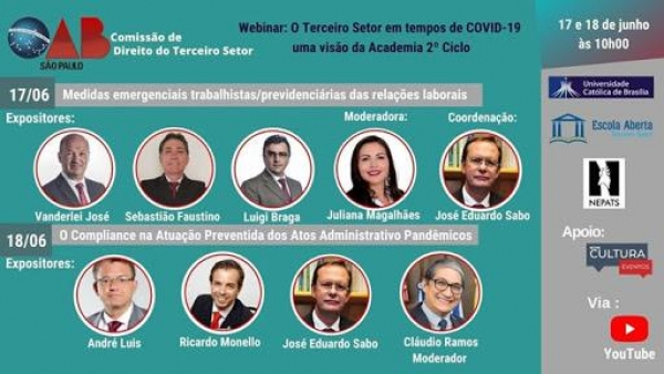 Conselheiro participa de live da OAB/SP sobre autuação preventiva na pandemia